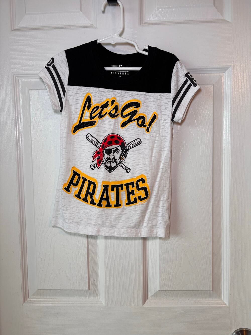 Pittsburgh Pirates Girls Let’s Go MLB Glitter Graphic Shirt Size 6
